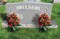 Artificial Cemetery & Memorial Flowers with Vase – Red Rose Gravesite Bouquet, Outdoor Grave Decoration, Weather-Resistant Memorial Arrangement for Headstones (2 Sets)
